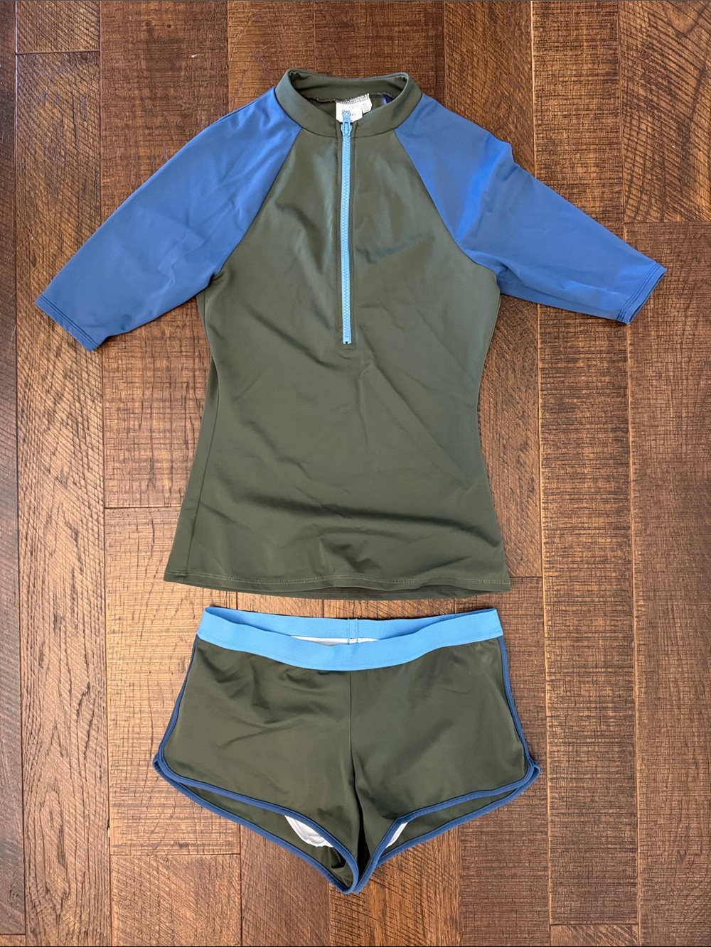 Boden Olive Green and Blue Short Sleeve  Rashguard Set